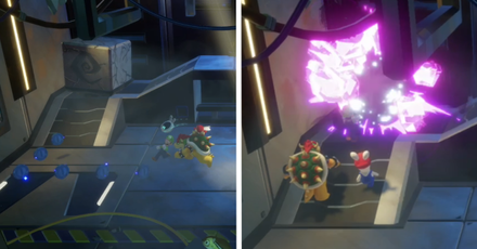 Mario + Rabbids Sparks of Hope - The second set of Blue Coins will appear in an L-shape up the ramp.png