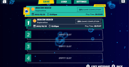 Mario + Rabbids Sparks of Hope - Save Menu