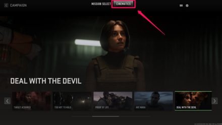 Modern Warfare 2 - Cinematics Menu