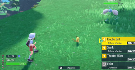 Pokemon Scarlet and Violet SV - Pikachu vs Swablu Wild Pokemon Battle