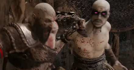 God of War Ragnarok - Kratos punching an enemy