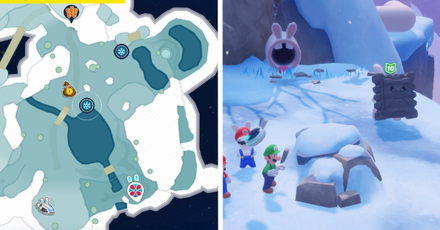 Mario + Rabbids Sparks of Hope - Down the path from the first Squasher, you will see the second one roaming by a Rabbid Pipe.png