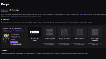 Modern Warfare 2 Twitch drops Claim drops