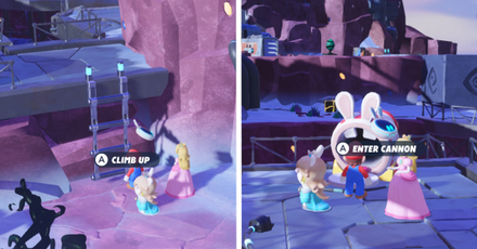 Mario + Rabbids Sparks of Hope - Climb up the ladder nearby then launch yourself to the inner area