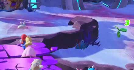 Mario + Rabbids Sparks of Hope - Go past the second fragmented bridge then turn at the curve for the third cluster of Green Coins