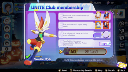 Pokemon UNITE - October UNITE Club Membership