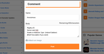 Genshin - Teapot Replica ID Board - Sample Entry