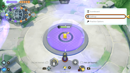 Pokemon UNITE - Go to Settings in Practice Area