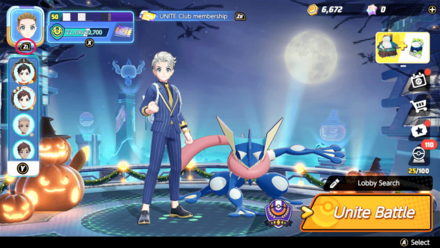 Pokemon UNITE - Trainer Menu Main Screen.png