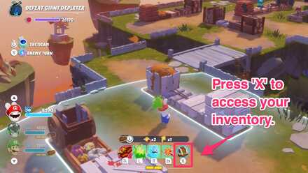 Press the x button to access your inventory