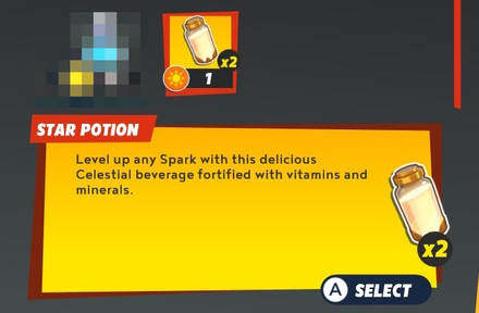 Use Star Potions to level up Sparks
