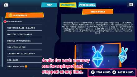 Play and replay any of the audio for Memories at any time