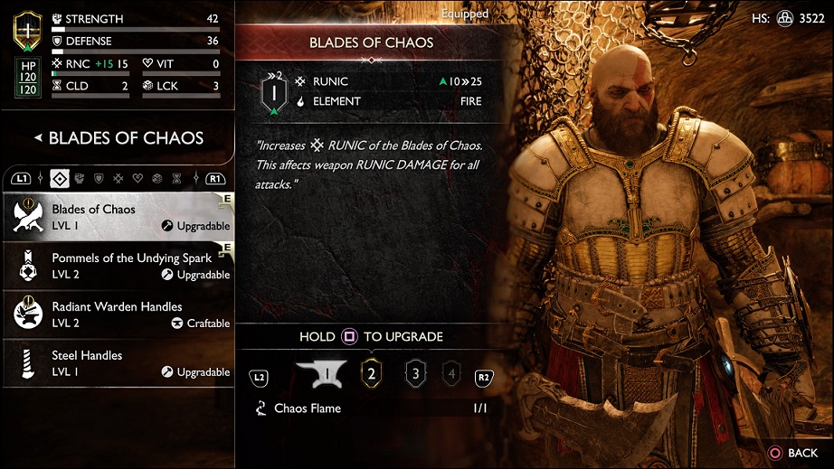 Ragnarok - upgrading the Blades of Chaos