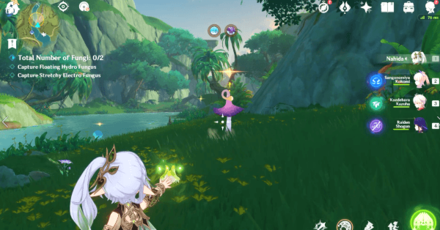 Genshin - Capture Fungi with the Wisdom Orb, mode;show