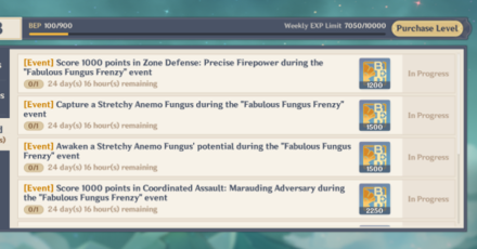 Genshin - Fabulous Fungus Frenzy Battle Pass Rewards