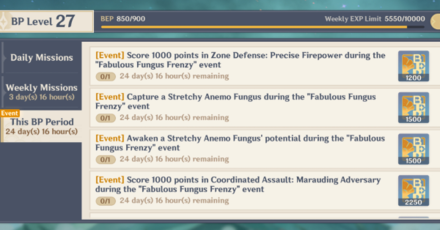 Genshin - Get Battle Pass Experience in Fabulous Fungus Frenzy