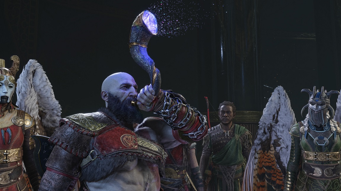 Ragnarok - Kratos sounding the Gjallarhorn