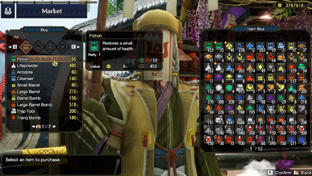 MH Rise Sunbreak Kagero Market Menu