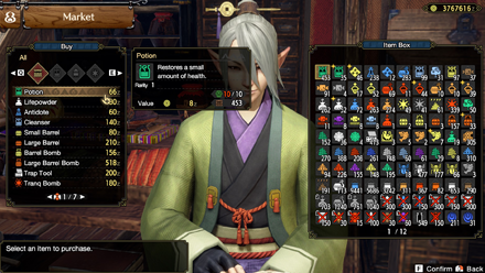 MH Rise Sunbreak Oboro Market Menu