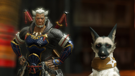 MH Rise Sunbreak Elder Fugen with Palamute