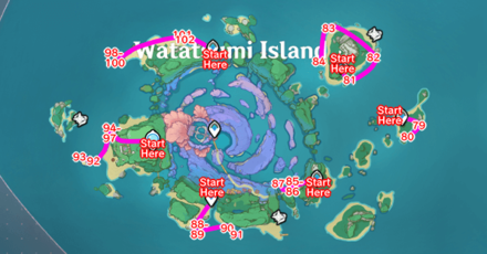 Genshin - Sea Ganoderma Farming Route Watatsumi Island