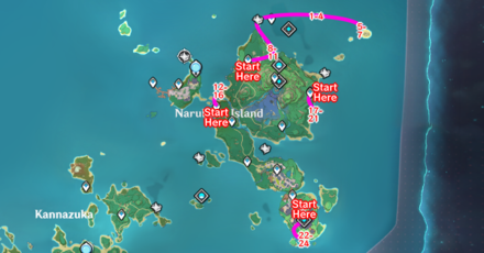Genshin - Sea Ganoderma Farming Route Narukami Island