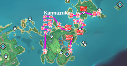 Genshin - Sea Ganoderma Farming Route Kannazuka