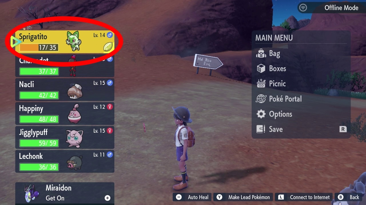 How to Auto Heal by highlighting your Pokemon in the Main Menu - Pokemon Scarlet and Violet (SV)