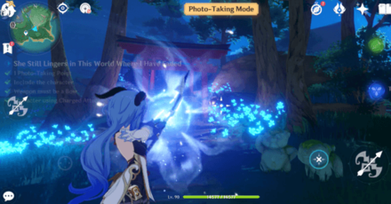 Genshin - Day 1 Tip 4 - Use a Charged Attack When the Picture is Taken