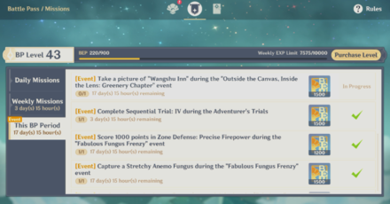 Genshin - Outside the Canvas, Inside the Lens 3.2 Battlepass Mission and Rewards
