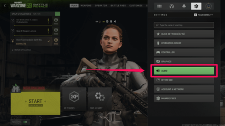 Warzone 2.0 - From Settings select Audio
