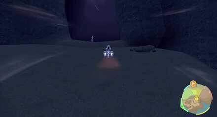 Enter through the large cave entrance