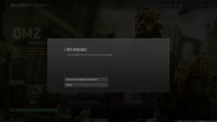 Warzone 2.0 - Purchase MW2 Error Message