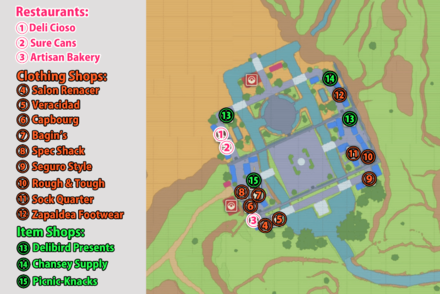Pokemon Scarlet and Violet (SV) -Cascarrafa Map and Shops