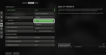 Quality Presets - Modern Warfare 2