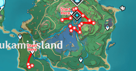 Genshin - Naku Weed Farming Route Narukami Island