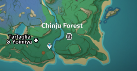 Genshin - Yoimiya and Tartaglia Chinju Forest Location
