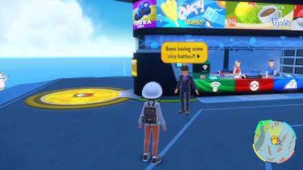 Talk to the man wearing a suit to receive your reward