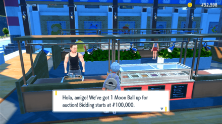 Pokemon Scarlet and Violet (SV) - Moon Ball being auctioned in Porto Marinada