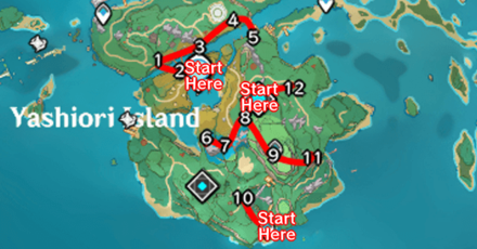 Genshin - Onikabuto Farming Route Yashiori Island