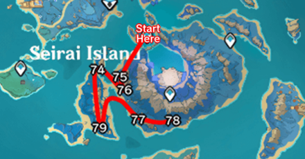Genshin - Onikabuto Farming Route Seirai Island