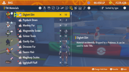 Pokemon Scarlet and Violet SV - TM Material Menu