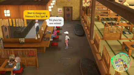 Talk to the Chef at the restaurant to Change your Pokemon