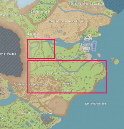 Pokemon Scarlet and Violet SV - East Province Area One Map Location