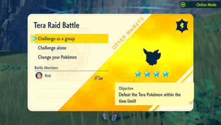 Pokemon Scarlet and Violet SV - Tera Raid Event Menu