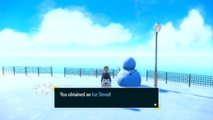Pokemon Scarlet and Violet (SV) - Ice Stone being rewarded for clearing the Blizzard Course