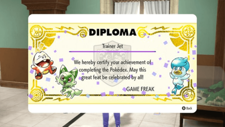Pokemon Scarlet and Violet SV - Complete SV Pokedex Diploma.png