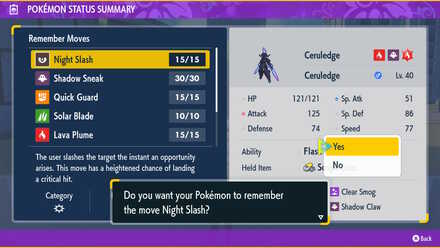 Pokemon SV - recovering PP by remembering a Move