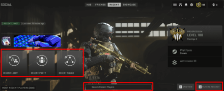 Warzone 2.0 - Recent Filter Options