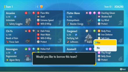 Pokemon Scarlet and Violet SV - Borrow the Battle Team